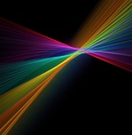 This intense prism of rainbow hues against a deep black background would make a great logo or design element for packaging materials.