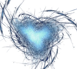 Shades of blue and cyan on a white background evoke a cold heart or frozen passion. For those times when love's a little prickly.