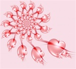 These delicate hearts on a soft pink background are connected by red banners or streamers, and offer a gentle way to convey love and romance. Use it for Valentine's Day, weddings, anniversaries, or any time 