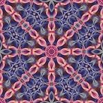 This kaleidoscopic background pattern, in soft shades of blue and pink, has a delicate, ribbony, smocked feel and was made from our Bioluminescence fractal.  It would be great for giftwrap or wallpaper!
