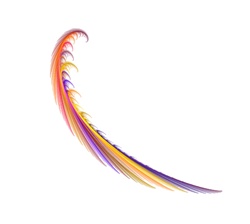 A vibrant rainbow colored swoosh or flourish against a pure white background.