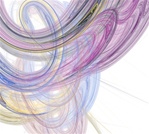 This abstract fractal, in delicate tones of blue, gold, and purple, resembles the time exposure light trails you see when you leave your camera shutter open a long time.