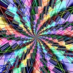 Primary colors in a rainbow spiral of confetti and tinsel, suggesting fun, joy, and celebration. This design is perfect for a puzzle, gift wrap, or a birthday theme.